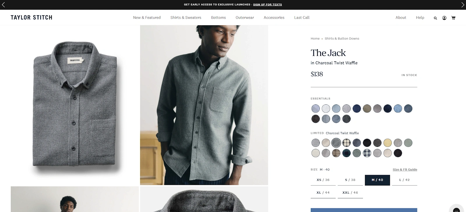 Taylor Stitch Shopify Store